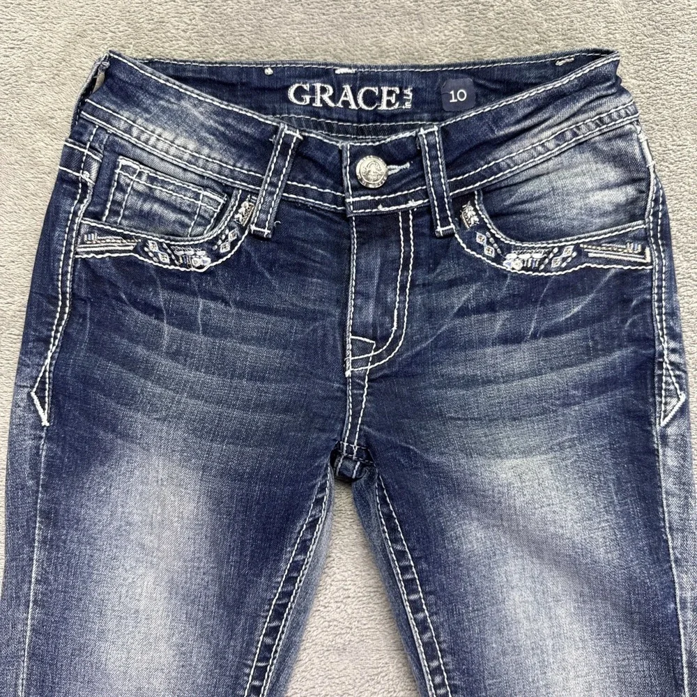 Grace in La Girls' Size 10 Western Bootcut Jeans Embellished Denim